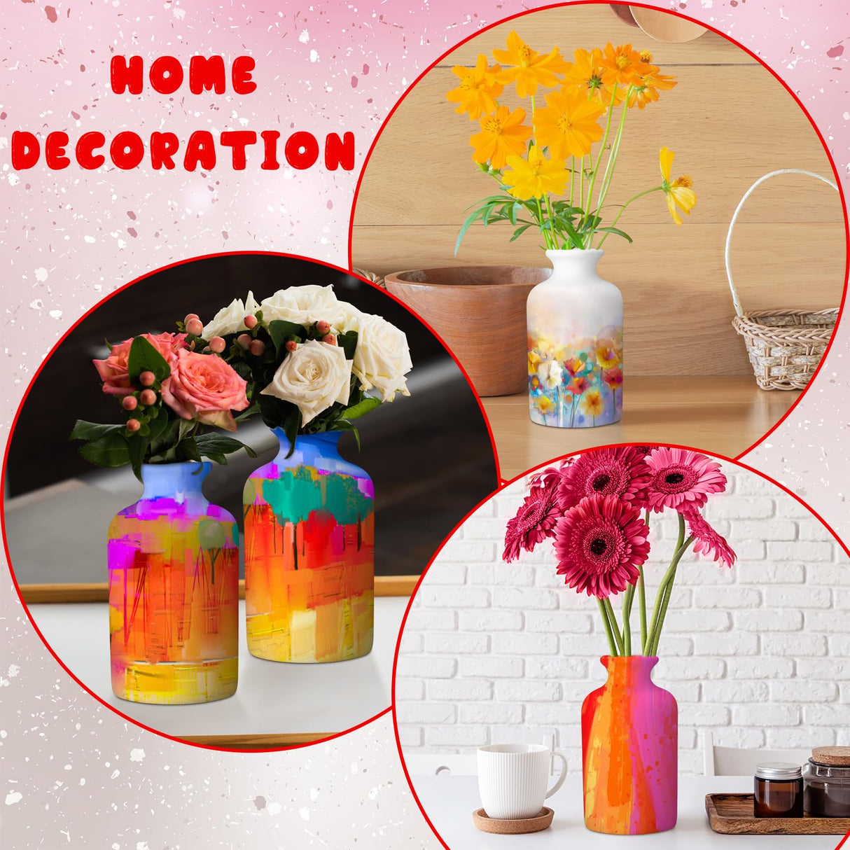 Singhoow 4 Set Paint Your Own Porcelain Paint Vase Art Project White Ceramic Painting Kit for Adults Porcelain Vase Decorating Kit with Art Supplies DIY(Classic) Singhoow