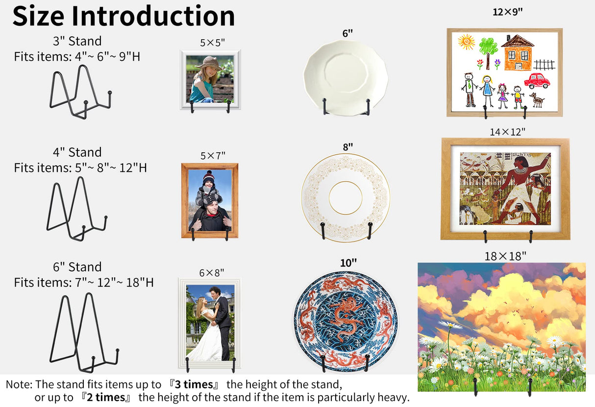 IBosins 5 Pack 6 Inch Plate Holder Display Stands, Metal Black Frame Stand for Picture, Book, Photo Easel, Creation, Collectibles IBosins