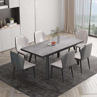 RoyalCraft Patio Expandable Table Dining Set for 4 to 8, Aluminum Outdoor Dining Table, Rectangular Patio Metal Table for Backyard Porch, Deck & Garden, Easy Assembly, 59"- 75", Grey