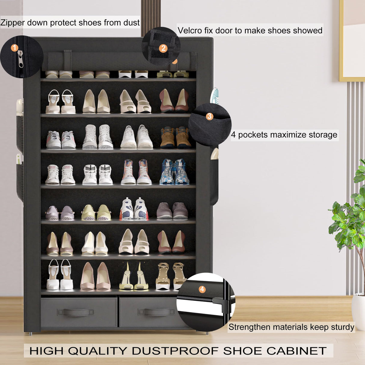 OYREL Tall Shoe Rack Dustproof Cabinet Large Capacity 8 Tier Shoe Organizer,32-40 Pairs of Shoes OYREL