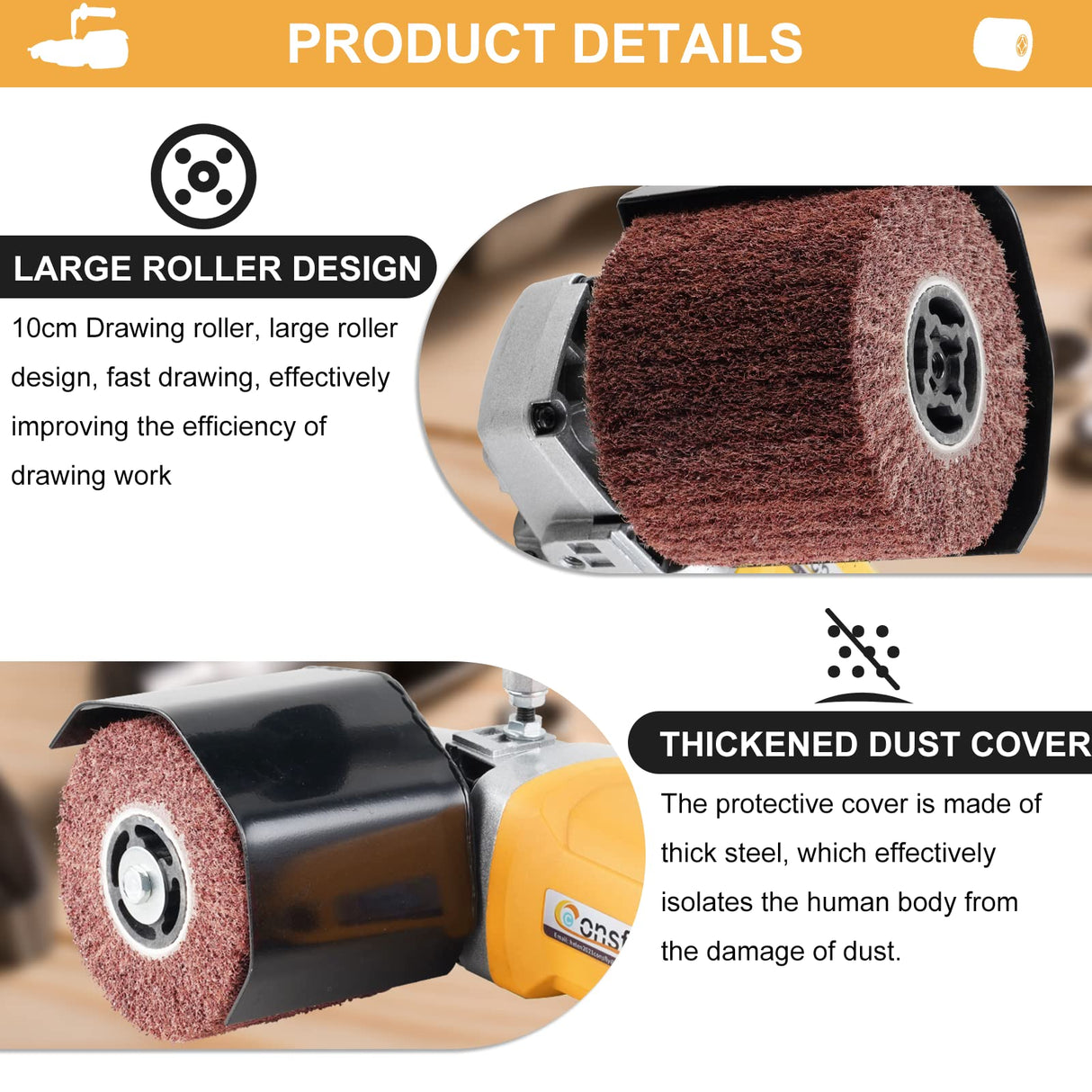 Burnishing Polishing Machine, 2200W Electric Wire Drawing Machine 110V Wheel Polisher Sander with 2 Wheels #80#180#, for Metal Stainless Steel Wood Polishing Consfly