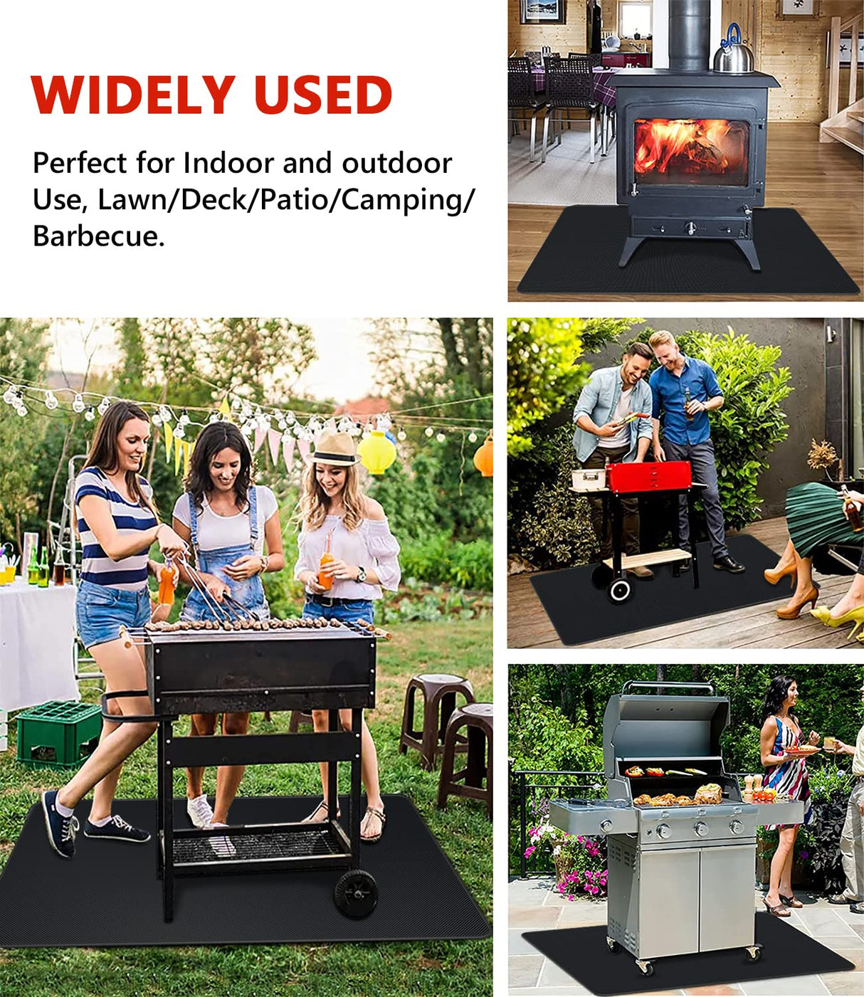 Protebox 48 x 30 inch Under Grill Mats for Outdoor Grill, Double-Sided Fireproof Deck and Patio Protector Mat, BBQ Mat for Under BBQ, Waterproof Oil-Proof Grill Floor Pads Fire Pit Mat Fireplace Mat Protebox