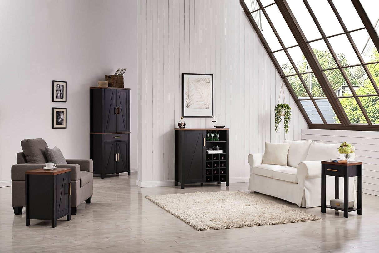 Kings Brand Furniture - 72" Freestanding Kitchen Pantry Storage Cabinet Cupboard with Doors Adjustable Shelves & Drawer, Black Kings Brand Furniture