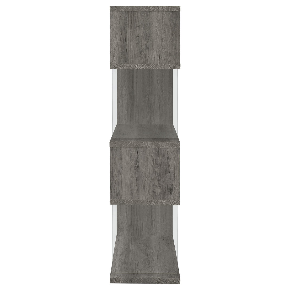 Coaster Home Furnishings Emelle 4-Shelf Bookcase with Glass Panels Grey Driftwood Coaster Home Furnishings