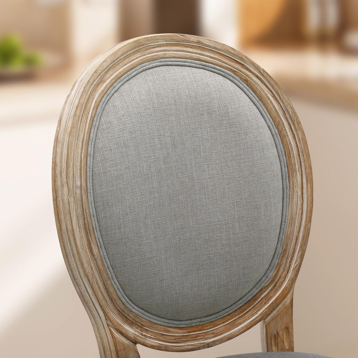 Furnimart French Country Vintage Dining Chairs Set of 6 Farmhouse Dining Chairs with Round Back and Solid Wood Legs, Oval Side Chairs for Kitchen Dining Room Living Room Furnimart