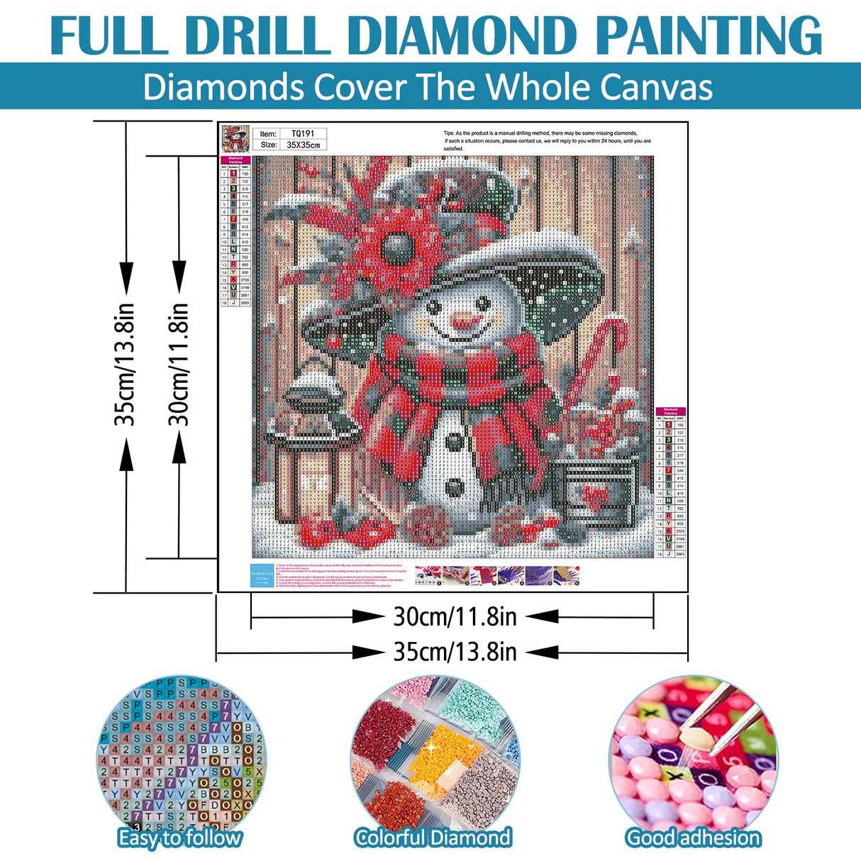 Winter Snowman Light Flower Diamond Art Kits for Adults, 5D Diamond Painting Kits for Adults Beginners, DIY Full Round Drill Diamond Dot Painting Gem Art Kits for Adult, Home Wall Decor 13.8x13.8 Inch VCLKDIY