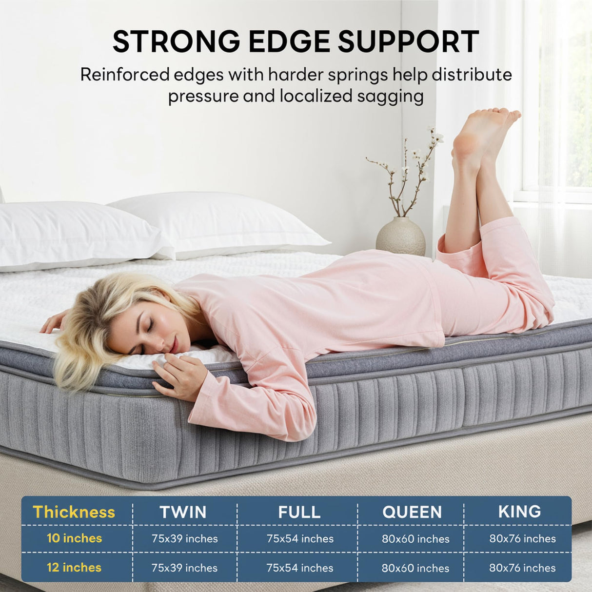 LIKIMIO 10 Inch Queen Size Mattress in a Box, Gel Memory Foam Zoned Hybrid with Cool Ice Silk Cover, Reinforced Edge Individually Pocket Springs, Zero Motion, Medium Firm, SG Made, CertiPUR-US LIKIMIO