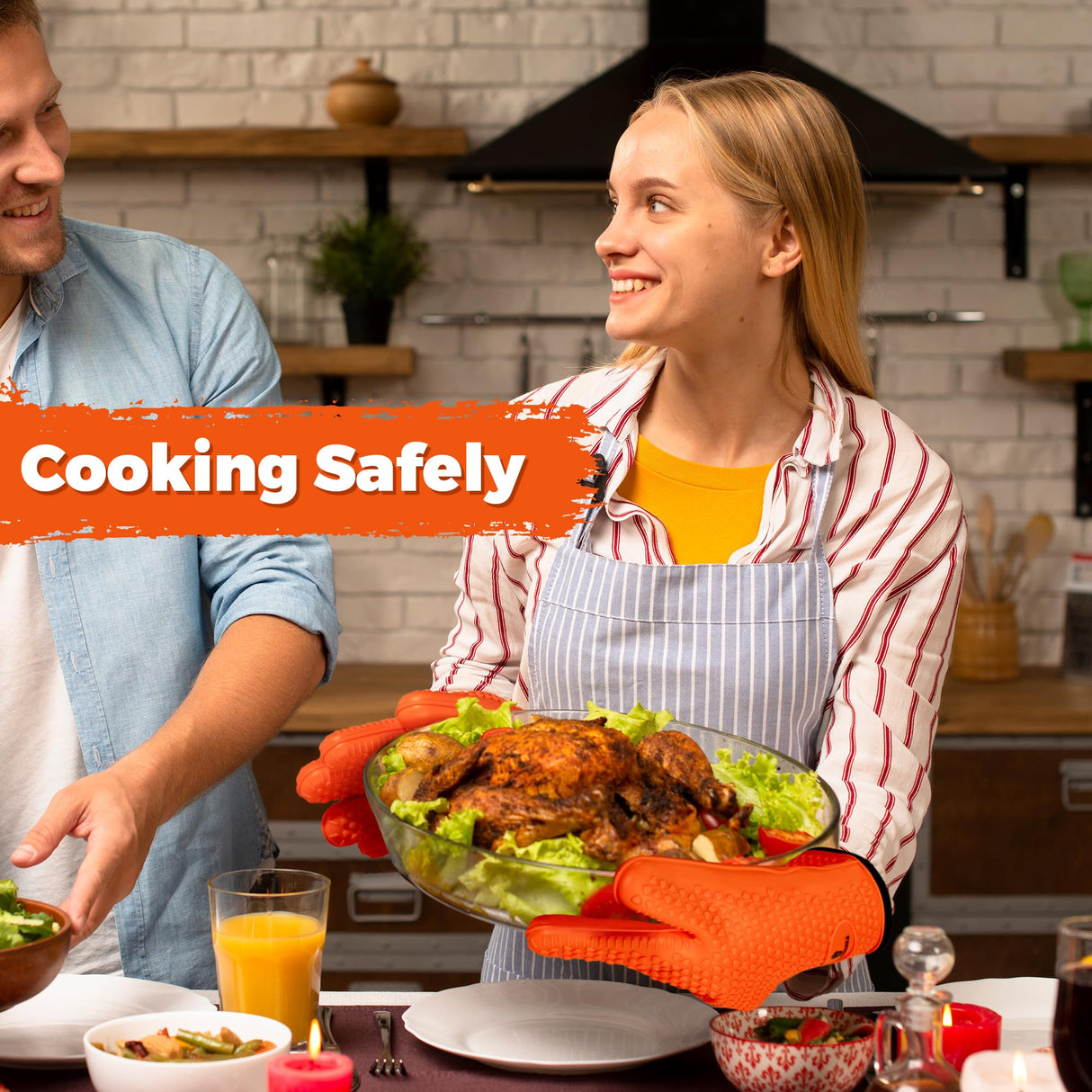 Heat-Resistant BBQ Gloves – Non-Slip Silicone Grip, Waterproof, Perfect for Grilling, Baking, & Smoking – High Heat Protection up to 500°F HASHIMARK