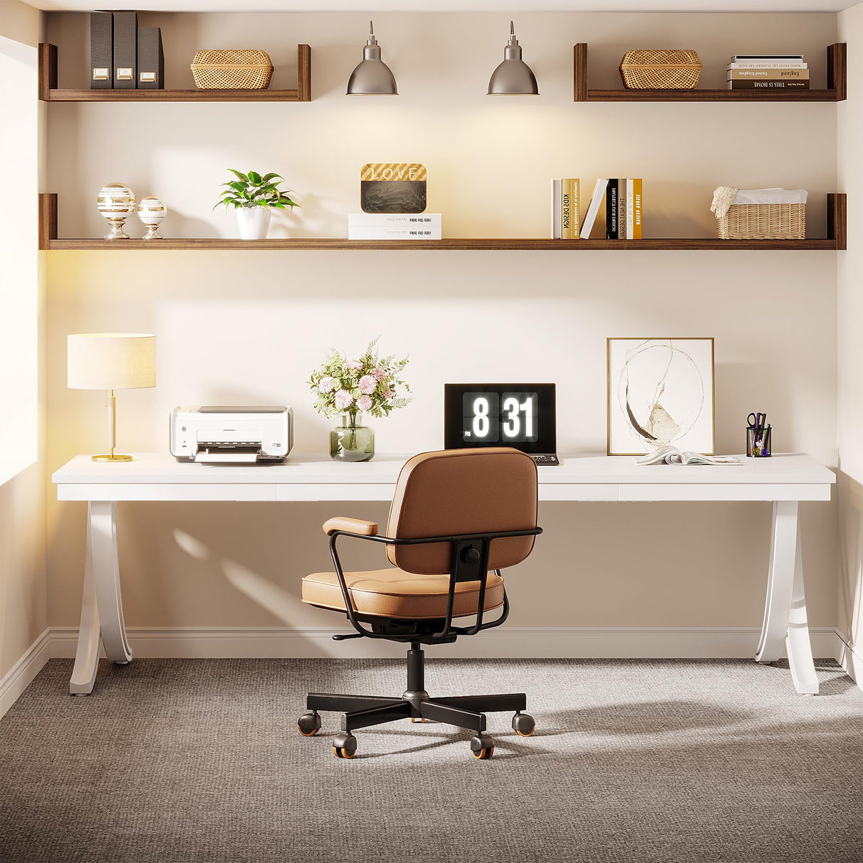 Tribesigns 2-Person Home Office Desk,78.7-Inch Extra Long Desk,Large Double Computer Desk for Home Office, Work Desk for Two People with Stylish Legs (White) Tribesigns