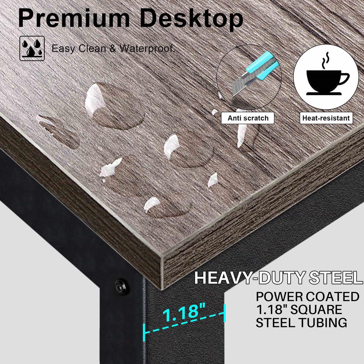 Aquzee Grey Desk with Hutch and Open Bookshelves for Organised Storage Aquzee