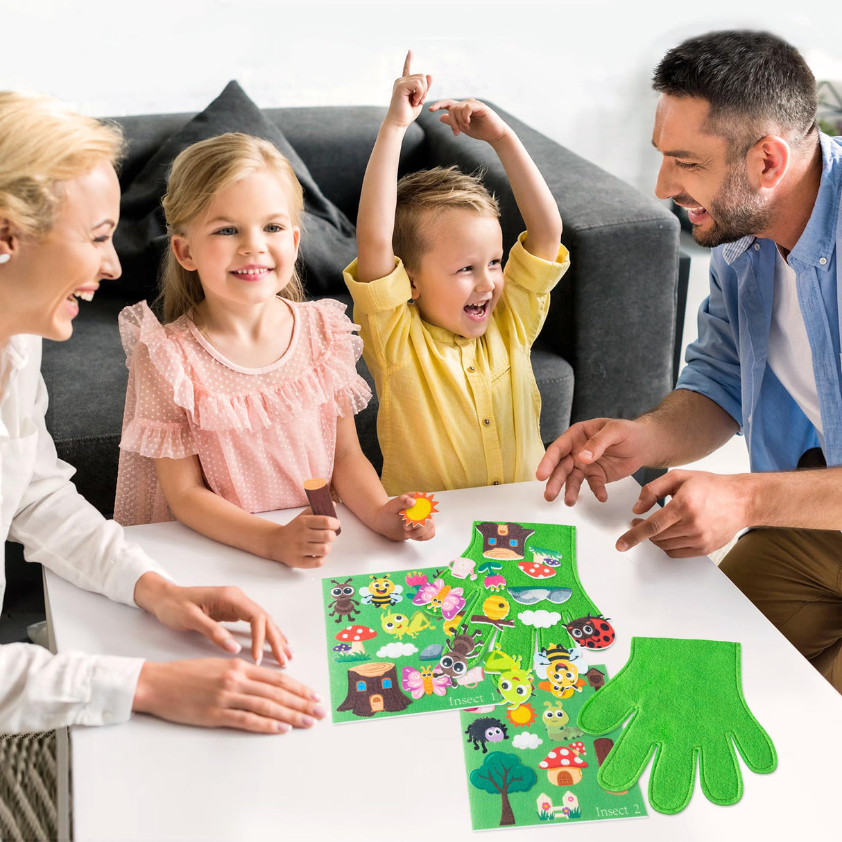 WATINC Felt Story Finger Puppets - 2Pcs DTY Storytelling Hand Puppet Felt Art Craft Education Gift, Making Storytime Early Learning Role Play for Kids Toddles (Insect Animals) WATINC