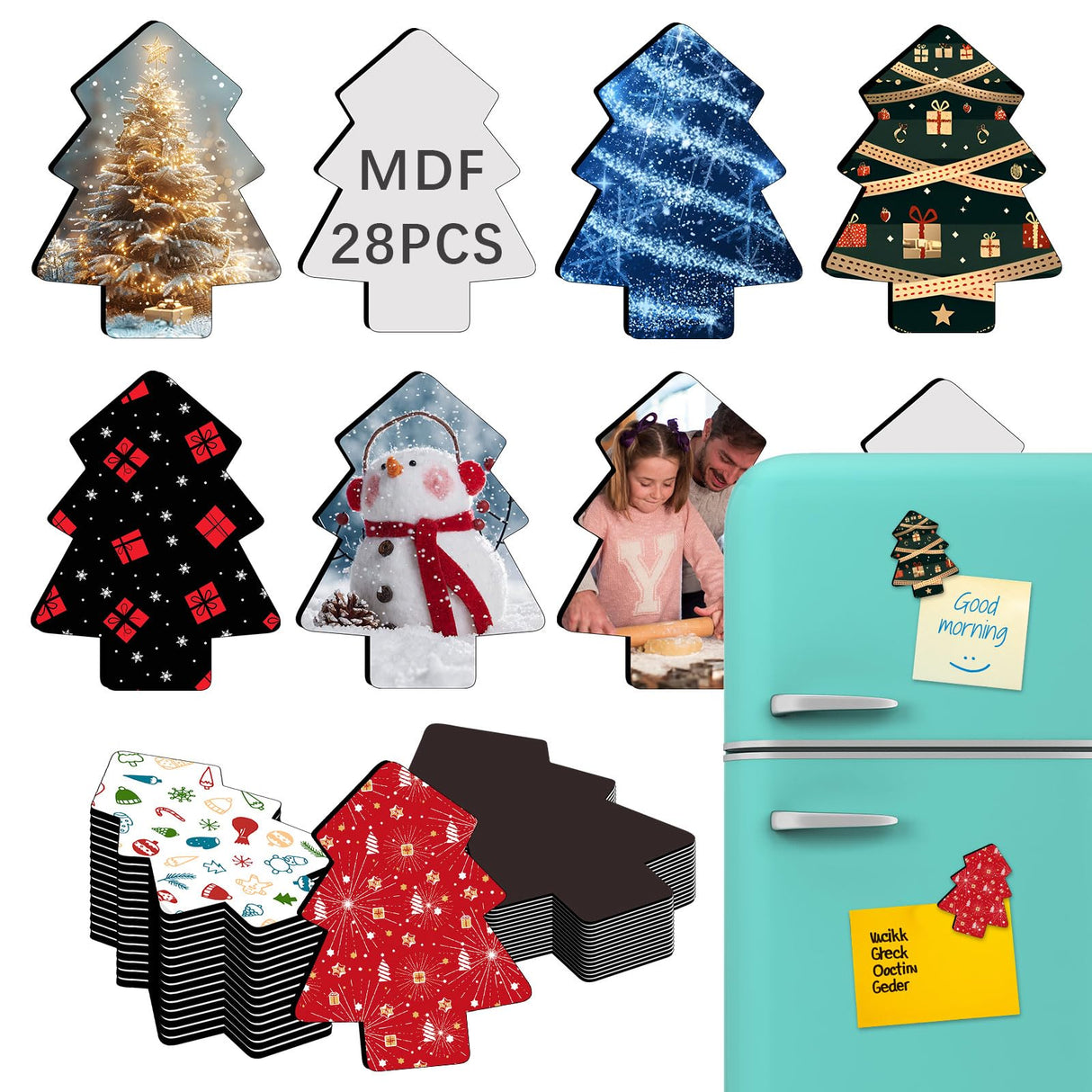 56Pcs Sublimation Magnets Blanks Bulk 28 pcs Sublimation Magnet Blanks Products 28 pcs Soft Magnetic for Kitchen Refrigerator Christmas Sublimation Onament Blanks DIY Craft AiDiYGECO