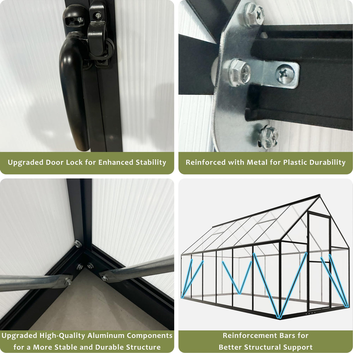 HOOYEAH Green Houses for Outside, 6 x 12 FT Polycarbonate Greenhouse with Lockable Door, Heavy Duty Winter Greenhouses for Outdoors, Aluminum Sunroom Plant Care House HOOYEAH