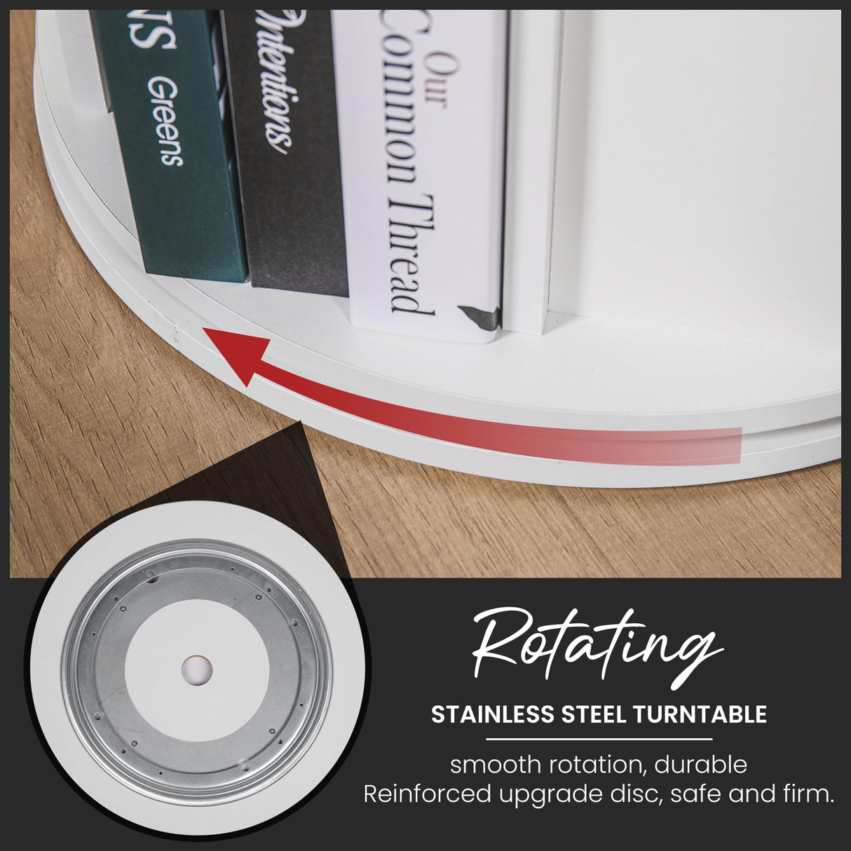 Luminous 4-Tier Revolving Bookshelf with LED Lights – Modern 360° Spinning Bookshelf Tower with Remote Control for Everyone | Space Saving Bookshelf Ideal for Any Room – Available in Black & White Generic