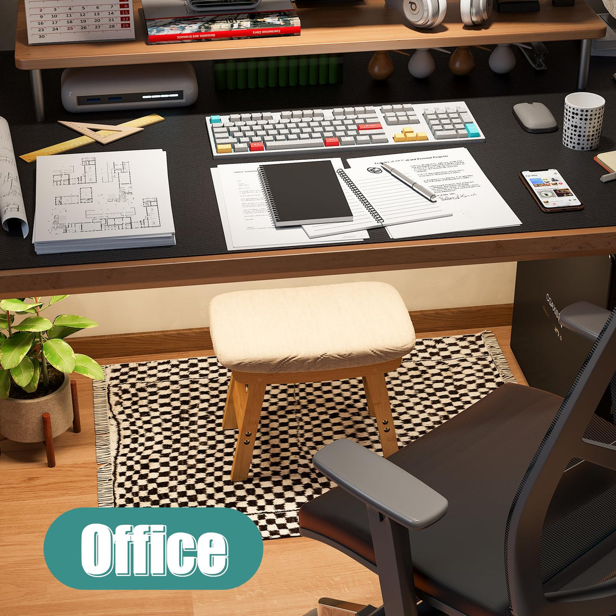 viewcare Foot Stools Ottoman, Small Foot Stool Ottoman, and Footstool, Wooden Foot Stool, Sofa Footrest Extra Seating for Living Room Entryway Office viewcare