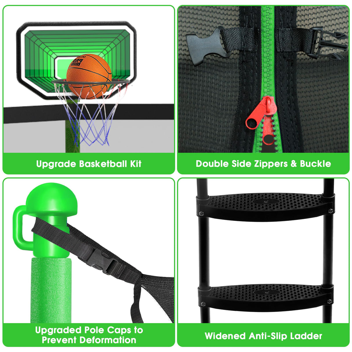 LHX 12FT Tranpoline for Adults and Kids, 1500LBS Tranpoline with Enclosure Net, Basketball Hoop and Ball, Outdoor Tranpoline with Light, Sprinkler, Ladder, Stakes Anchors - ASTM Approval LHX