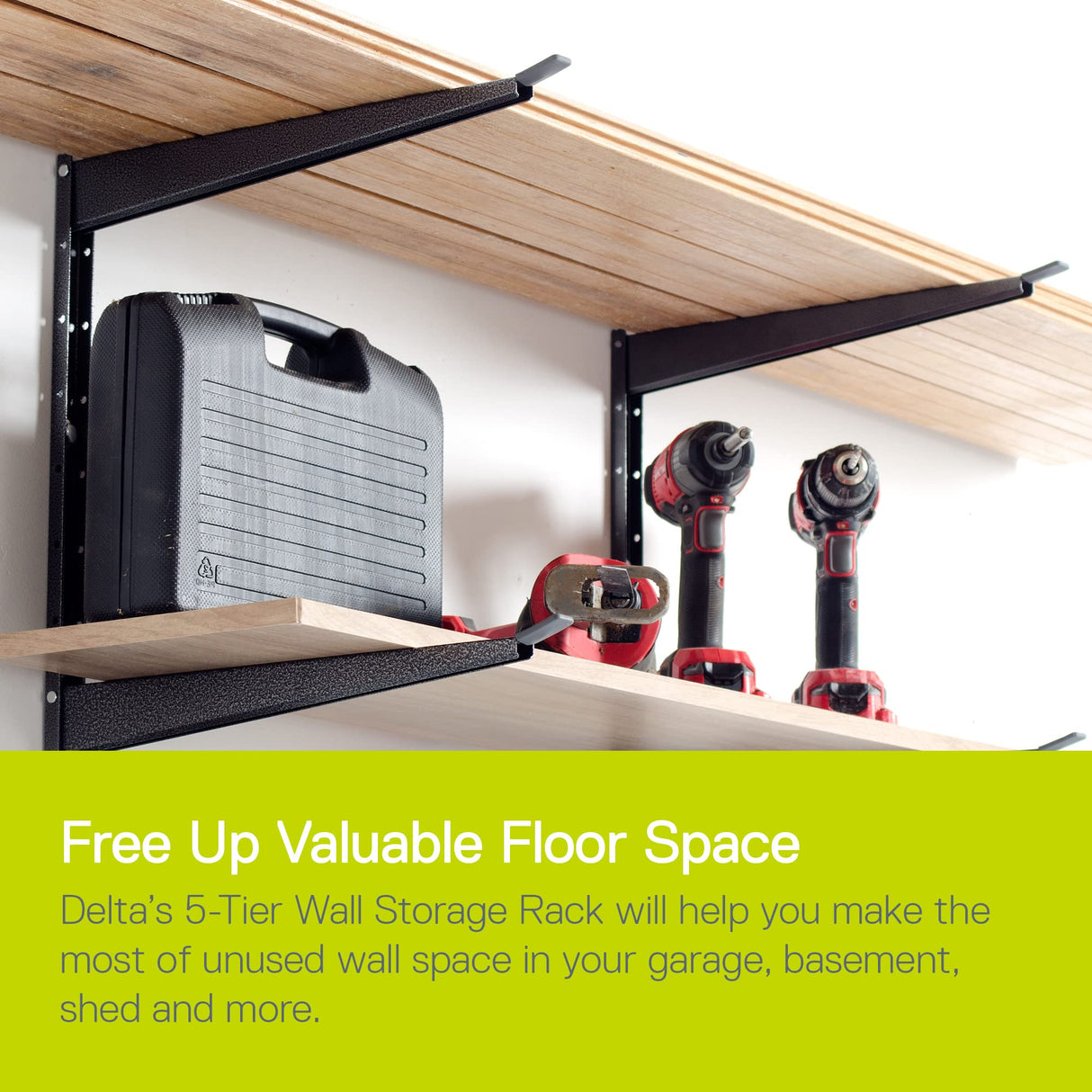 Heavy Duty Lumber Storage Rack by Delta Cycle, Holds Up to 800 lbs - Easy to Install Wood Storage Rack with Fully Adjustable Arms - Steel Construction Storage Solution for Garage, Basement & Pantry Delta Cycle & Home