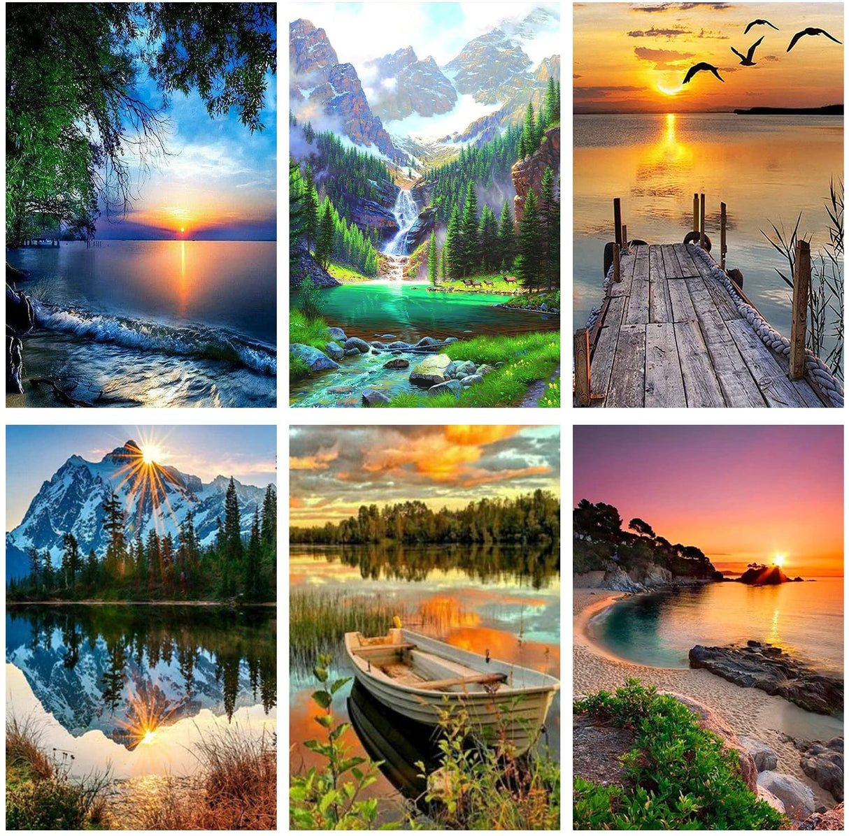 AOSGEDY 6 Pack Paint by Numbers for Adults Kids Beginner, Adult DIY Landscape Oil Painting for Home Wall Decor 12X16 Inch AOSGEDY