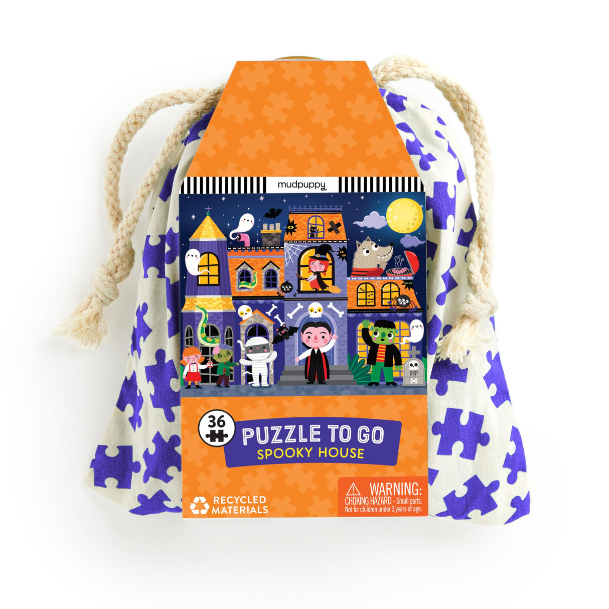 Mudpuppy Spooky House – 36 Piece Jigsaw Puzzle to Go Featuring an Adorable Haunted House with Spooky Friends Perfect for Travel and Boo Baskets Mudpuppy