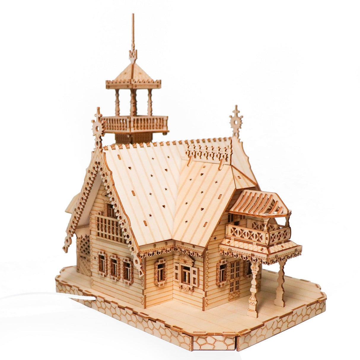 KWASVLYA Vintage Villa 3D Wooden Puzzle,Building Kits for Adults and Teens,Educational Brain Teaser Assembly Model with LED Lights,Skill Building and Creative Fun KWASVLYA