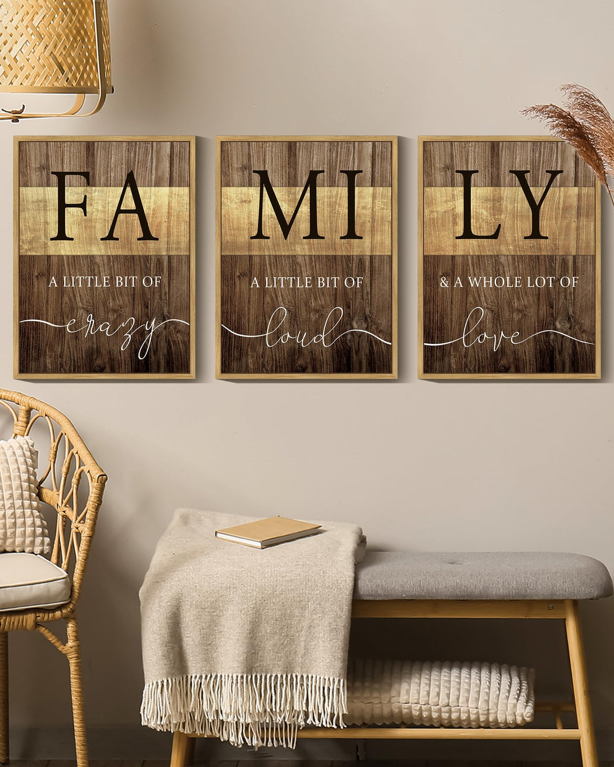 Drsoum Home Family Wall Decor Farmhouse Sign Wall Hanging Decor Rustic Netural Quotes Prints Artwork for Home Dining Room Kitchen 11x14in Natural Framed Drsoum