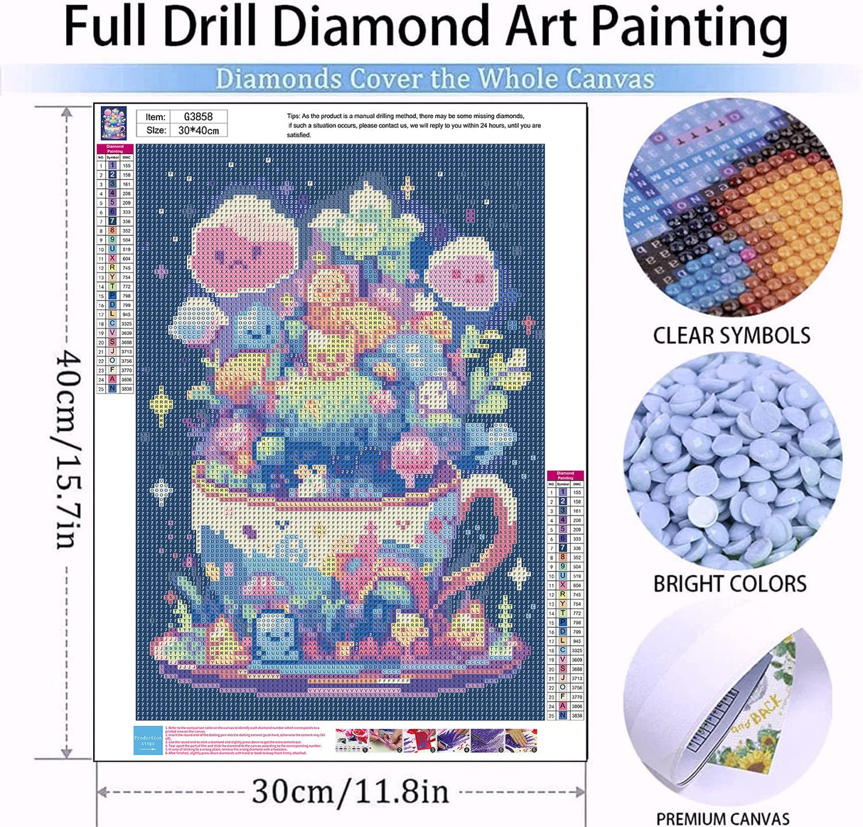 ajepon Cute Diamond Painting Kits for Adults - Diamond Art Kits for Cartoon, Cup Gem Art Kits for Adults for Gift Home Wall Decor (12x16inch) ajepon