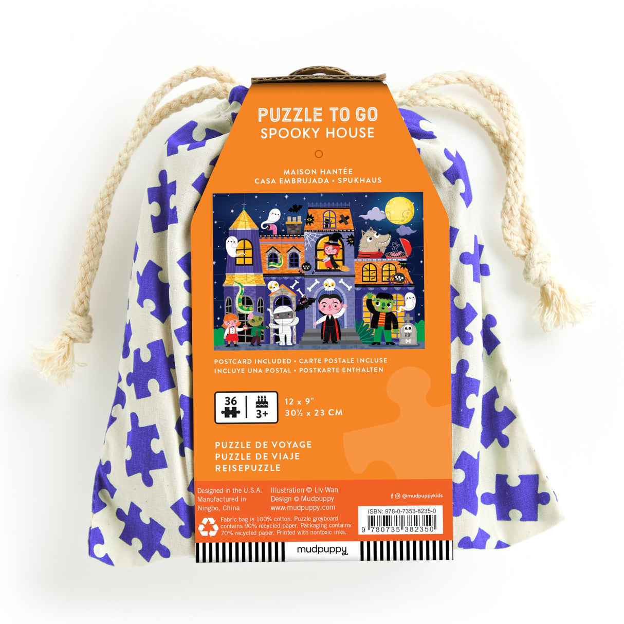 Mudpuppy Spooky House – 36 Piece Jigsaw Puzzle to Go Featuring an Adorable Haunted House with Spooky Friends Perfect for Travel and Boo Baskets Mudpuppy