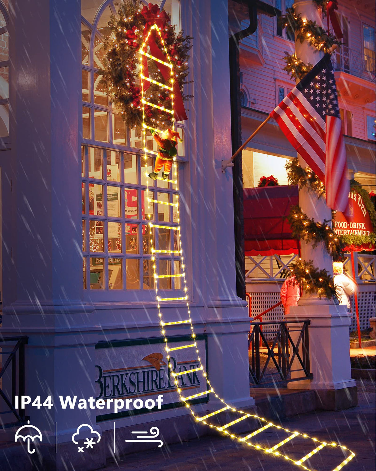 Toodour LED Christmas Lights - 10ft Christmas Decorative Ladder Lights with Santa Claus, Christmas Decorations Lights for Indoor Outdoor, Window, Garden, Home, Wall, Xmas Tree Decor (Warm White) Toodour