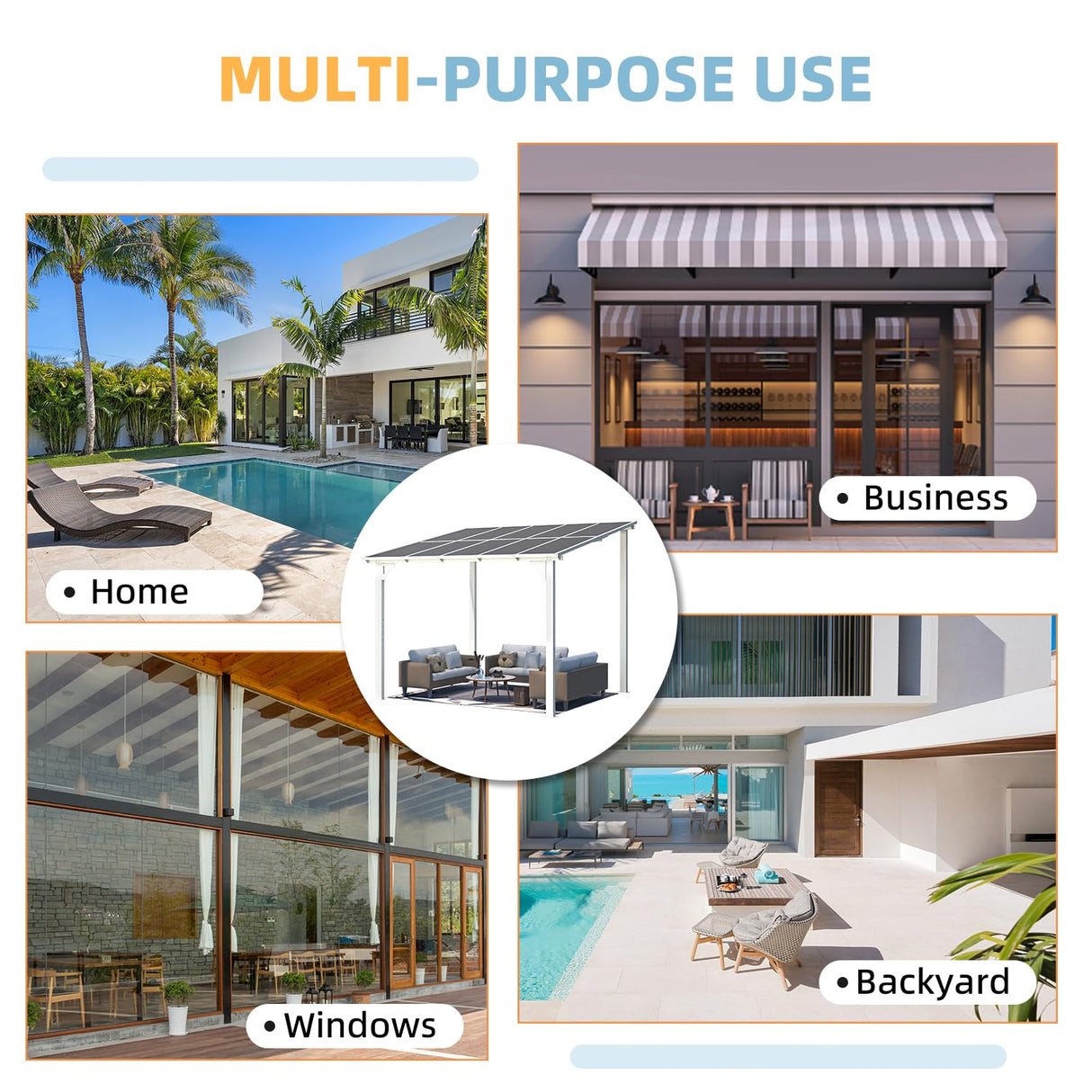 AECOJOY 10' x 8' Pergolas and Gazebos on Clearance in White, Large Wall Mounted Pergola, Outdoor Patio Lean to Gazebo Metal Awnings for Decks,Patio, Porch, Backyard and More AECOJOY