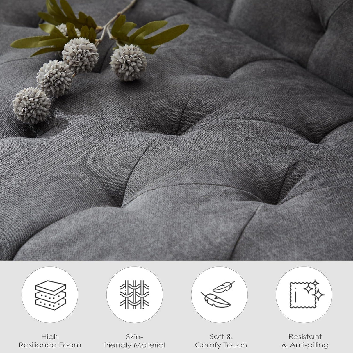 TYBOATLE Mid-Century Modern Tufted Loveseat Sofa Set w/ 2 USB & 2 Cupholders, 2 Piece Living Room Furniture Sets, Small Love Seat Couches for Small Space Apartment Bedroom Office(Dark Gray) TYBOATLE