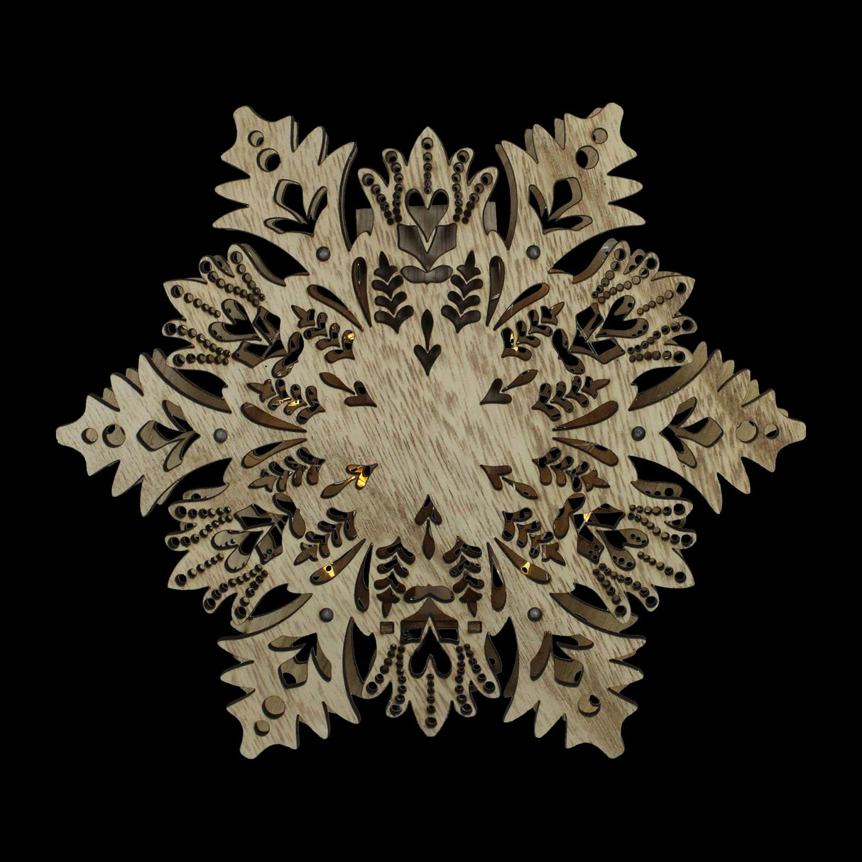 Northlight 8.5" Lighted Brown Wooden Snowflake Christmas Tree Topper - Clear Lights Northlight