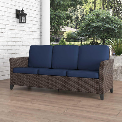 Yokayoay Patio Couch with High Back, 75" 3 Seats Outdoor Sofa, All Weather PE Wicker Couch with Waterproof Cushion for Porch, Backyard, Balcony, Deck