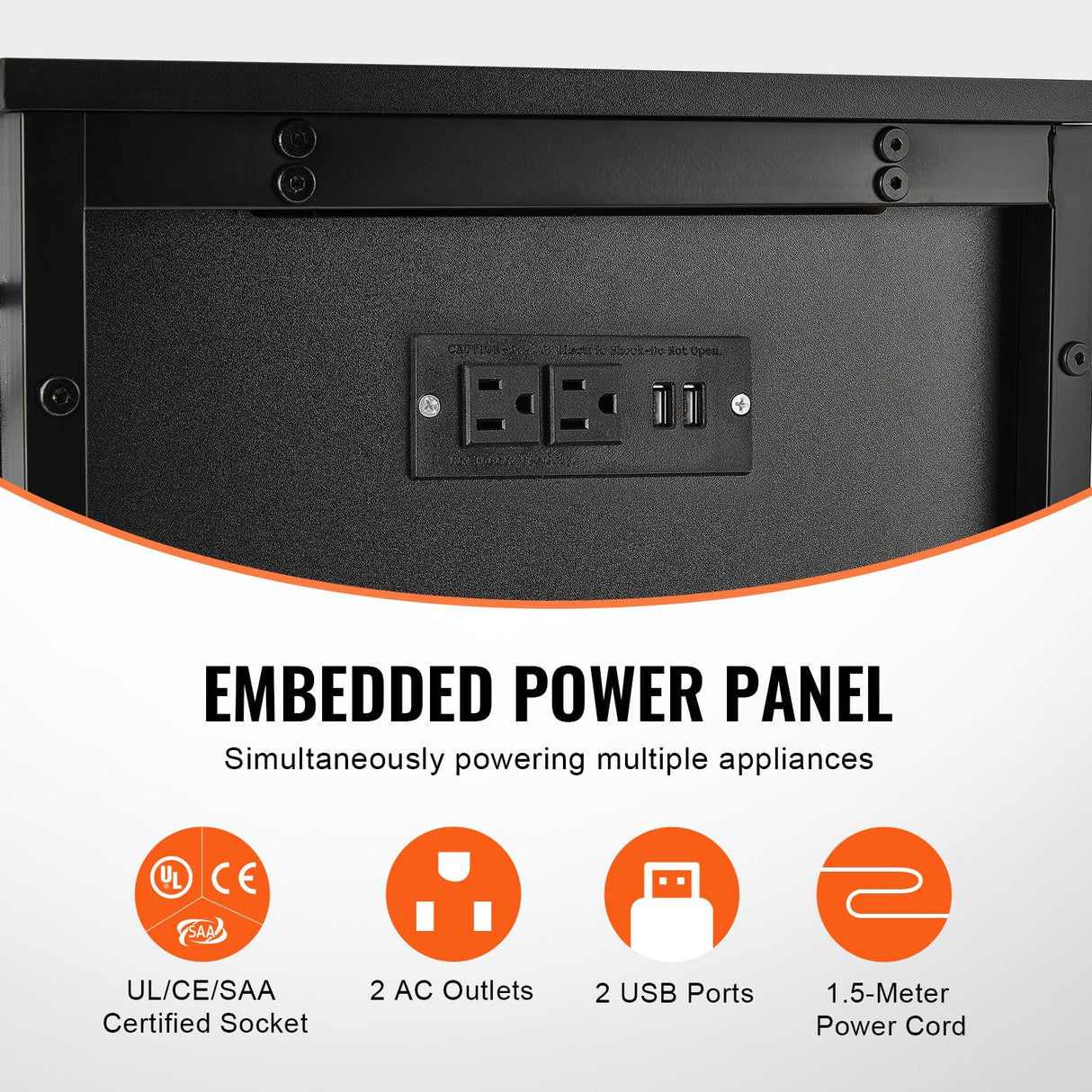 VEVOR Aquarium Stand, 29 Gallon Fish Tank Stand, 28.7 x 16.5 x 30 in Steel and MDF Turtle Tank Stand, 242.5 lbs Load Capacity, Reptile Tank Stand with Storage Cabinet and Embedded Power Panel, Black VEVOR