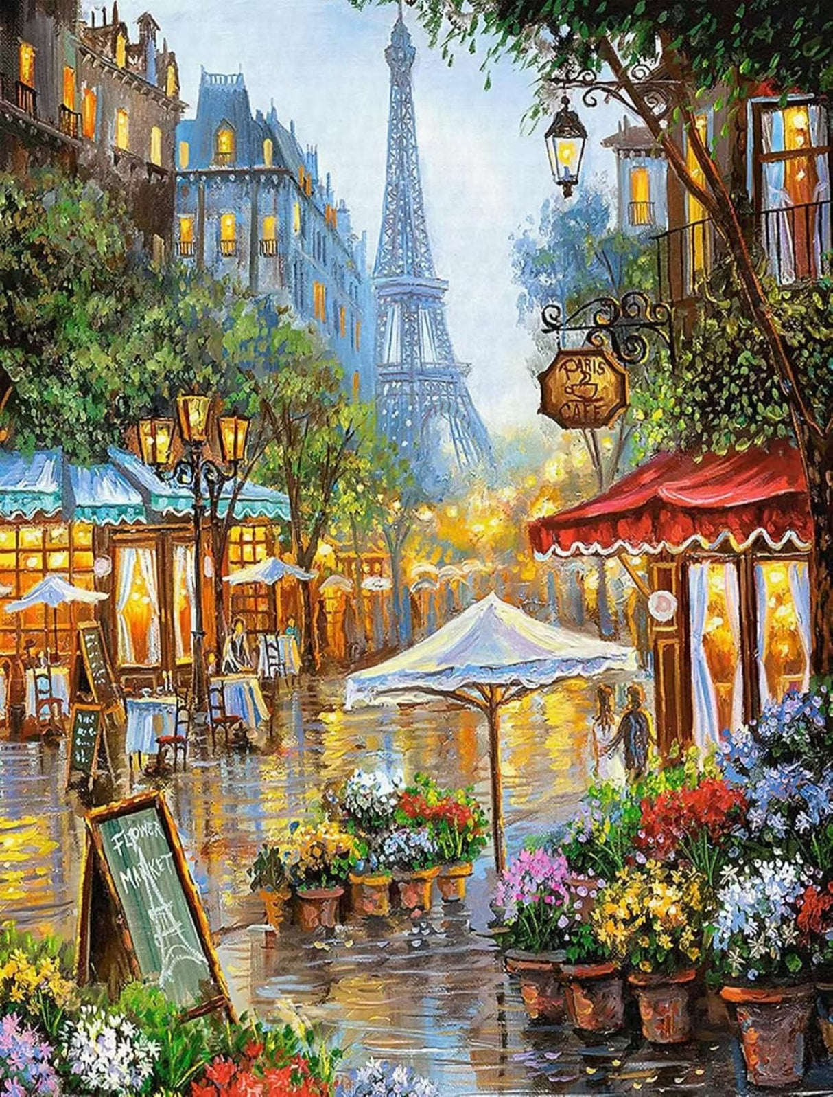 Diamond Art Kits for Adults,Diamond Art(Street Flower Shop),Diamond Dots Paintings for Beginners,Gem Art Painting Kits12x16inch,30% More Coloured Diamonds Leimonri