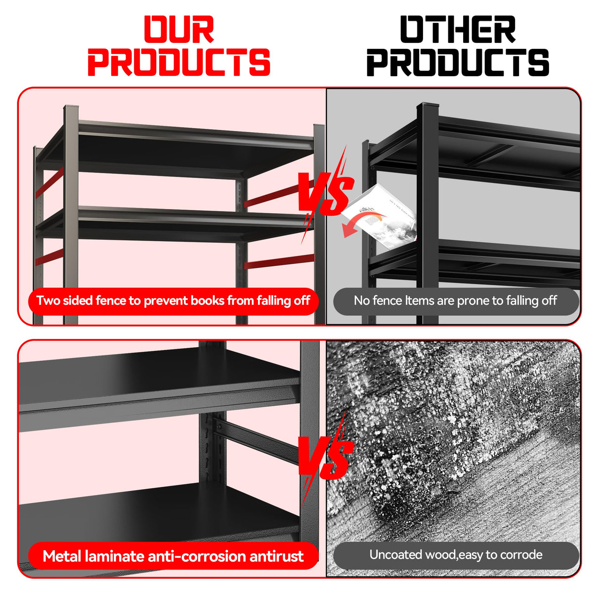 Notmise Book Shelf, 5 Tier Metal Wide Bookshelves, 78" H, Heavy Duty Bookcase, Adjustable Bookshelf, Tall Book Shelf for Living Room & Offices and Library (78" H*47" W*18" D) Notmise