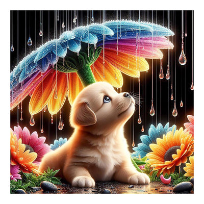 AMORARS Dog Diamond Painting Kit for Adults, 5D Flower Diamond Art Beginners - DIY Full Diamond Dot Gem Art Paintings, Suitable Gifts, and Home Decoration Crafts, 12x12Inch