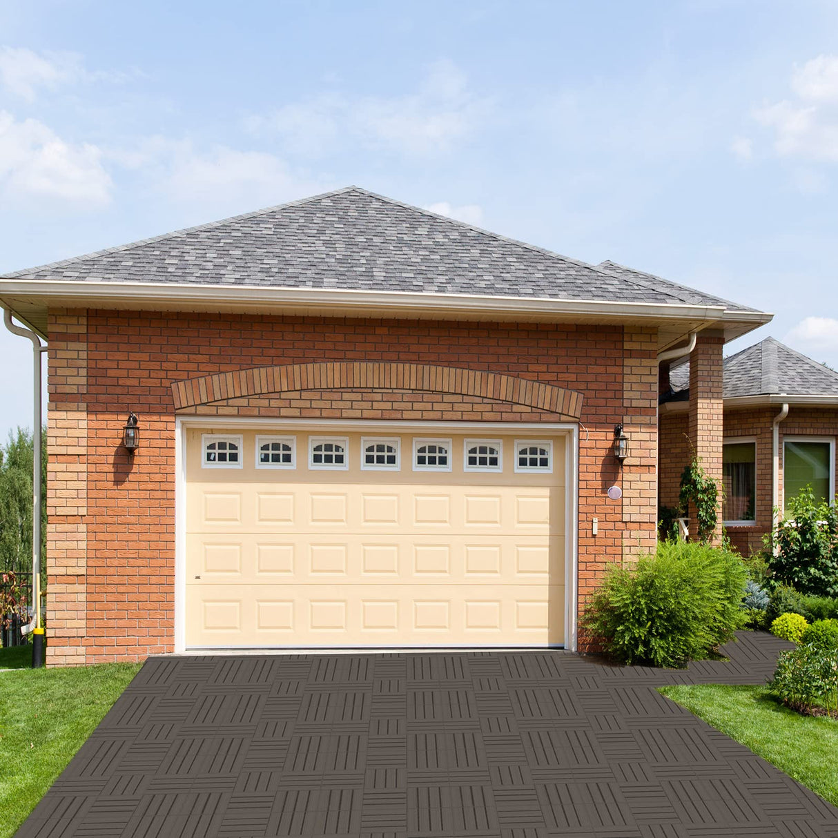 Goovilla Plastic Interlocking Deck Tiles, 9 Pack Patio Deck Tiles, 12"x12" Waterproof Outdoor Flooring All Weather Use, Patio Floor Decking Tiles for Porch Poolside Balcony Backyard, Dark Coffee Goovilla