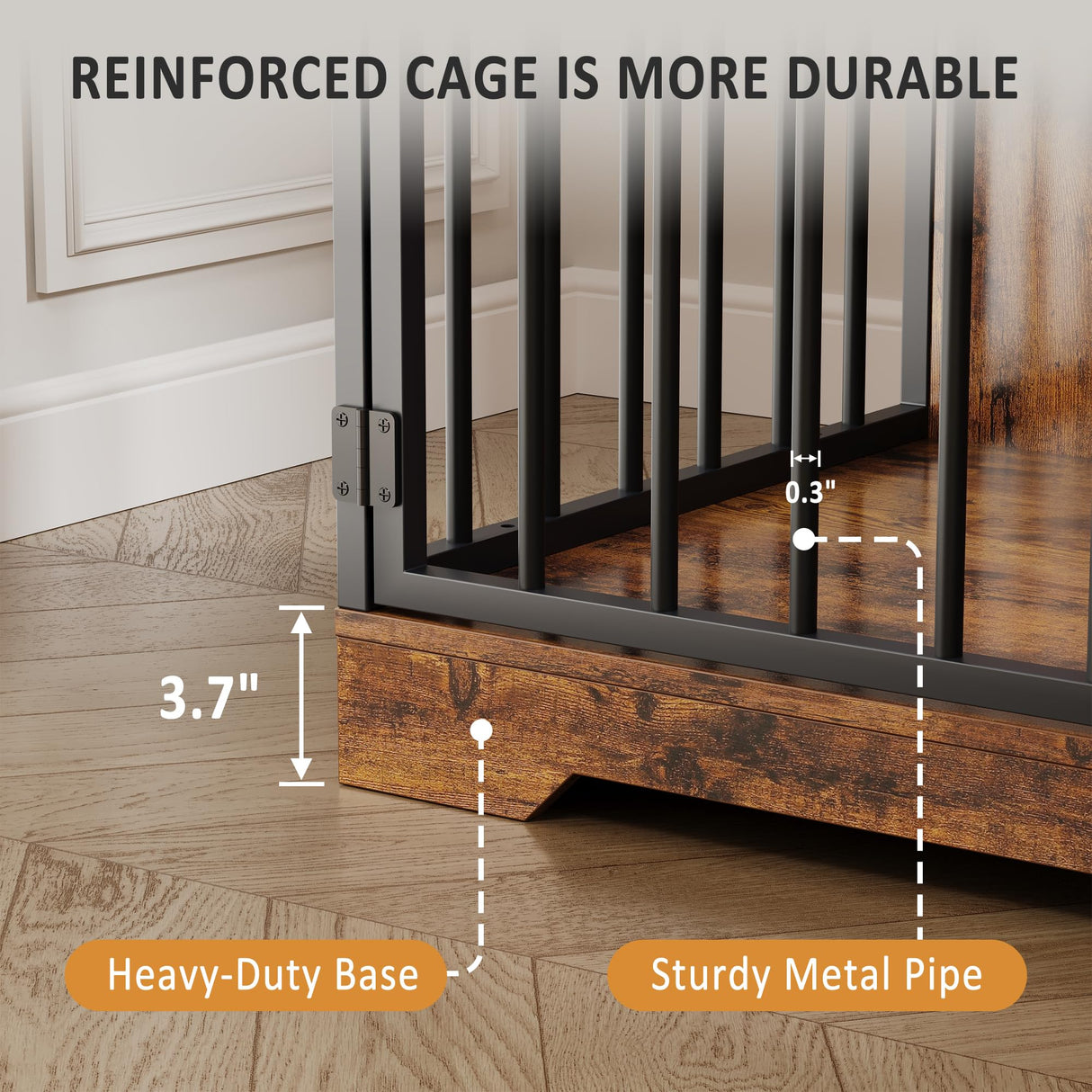 GarveeLife 48 Inch Dog Crate Furniture, Farmhouse Dog Kennel with Dog Bowl & Storage Drawers, Heavy Duty Pet Crate Table for Medium Small Dogs for Living Room, Entryway, Retro Brown GarveeLife