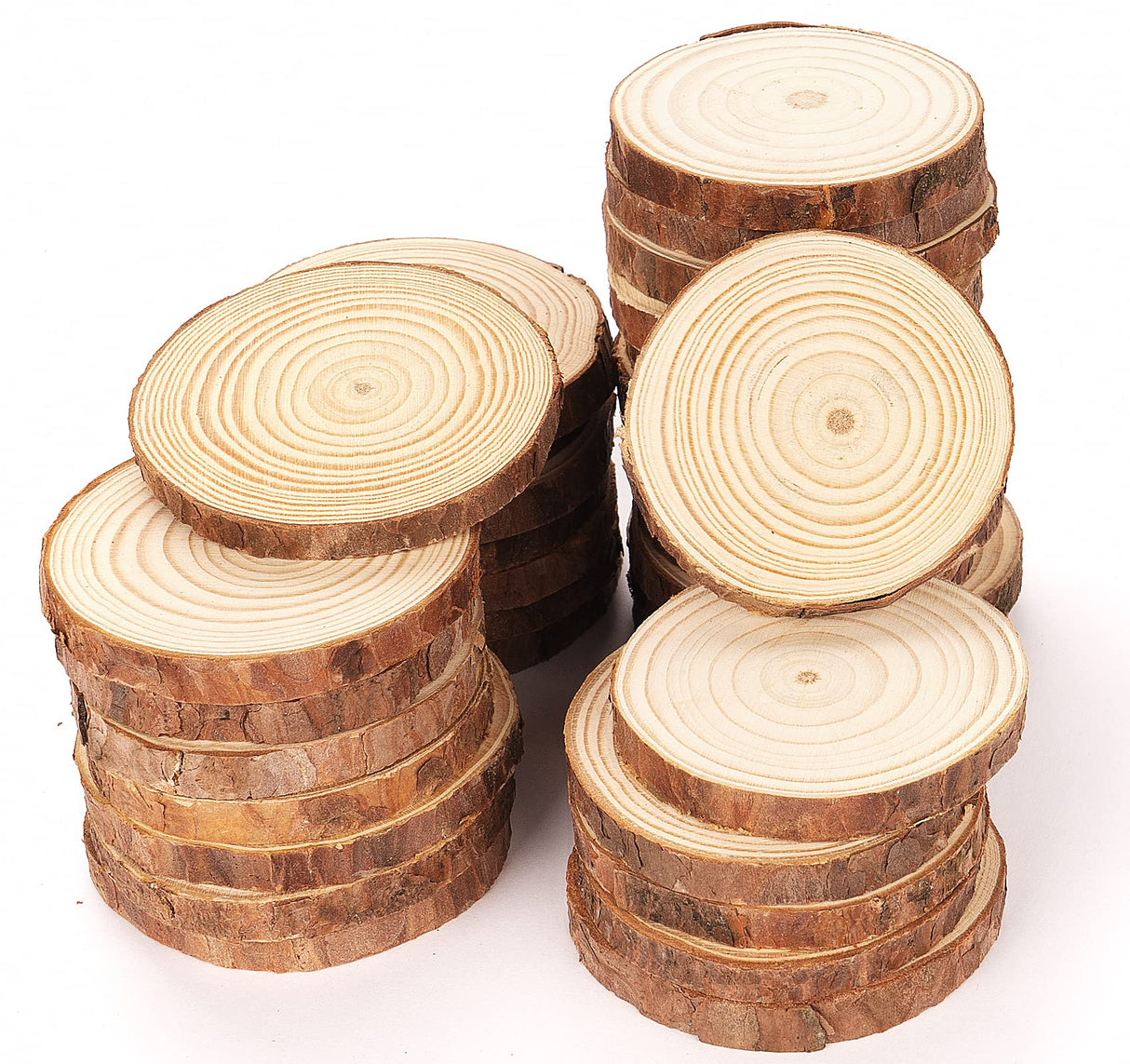 Lemonfilter Natural Wood Slices 50 Pcs 2.4-2.8 Inches Craft Unfinished Wood kit Wood Coasters Wooden Circles Christmas Wood Ornaments Tree Slices for Arts Crafts Wedding Christmas DIY Projects Lemonfilter