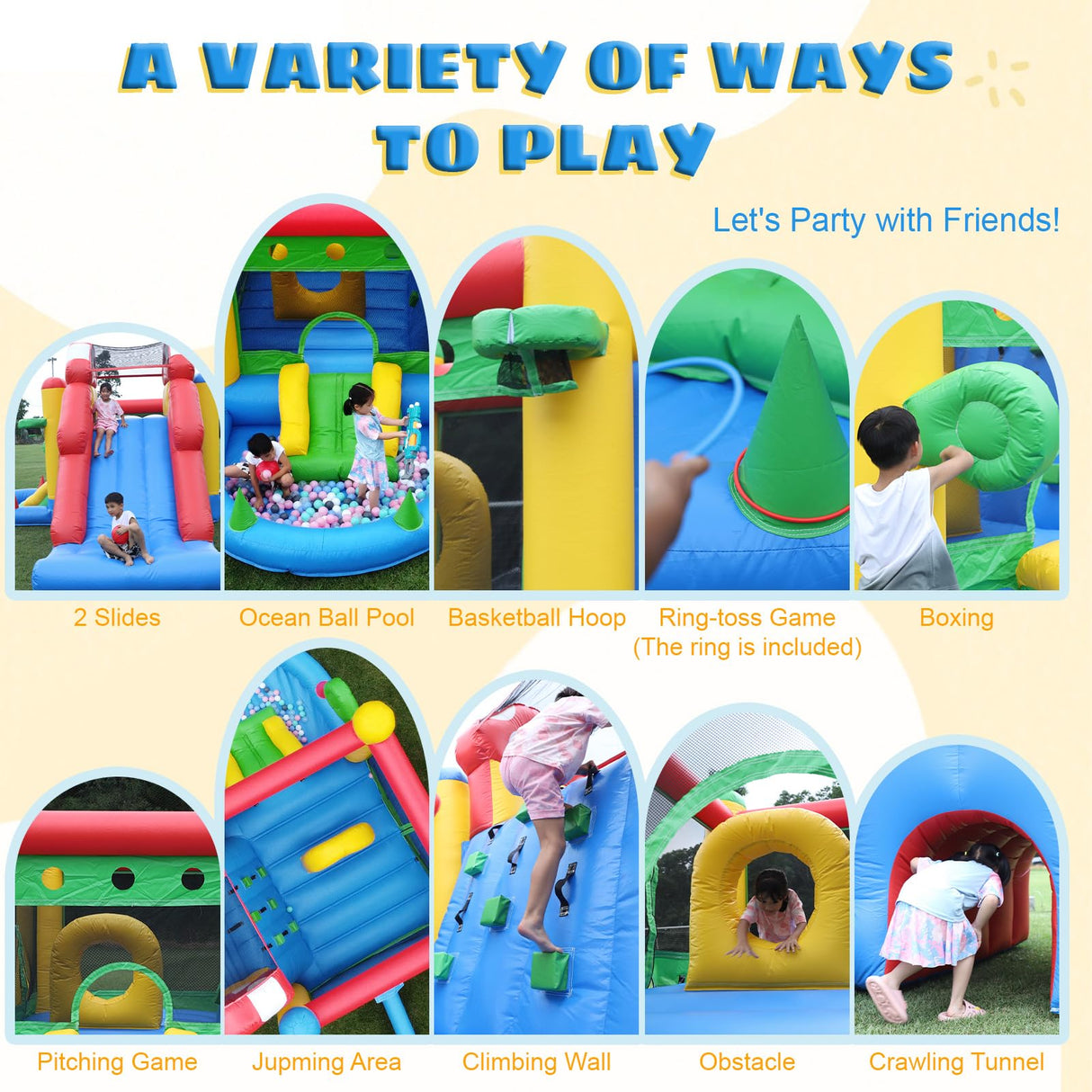 18FT Commercial Bounce House for Kids 5-12 Large,100% PVC Inflatable Bounce House for Adults, Double Slides, Ball Pit, Kids Large Bounce House, Outdoor Indoor Big Adult Bounce House w/Blower 18x15x9FT Relunch