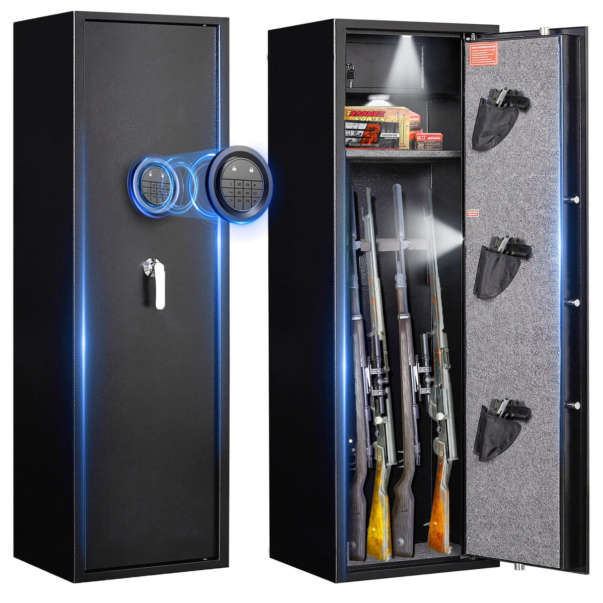 Emasme Gun Safe, Gun Cabinet 6-8 Gun Safe for Rifles and Pistols, Rifle Safe Gun Locker Gun Storage with Adjustable Shelves for Long Gun and Shotgun Rifle Safes for Home (All in one 6-8 Guns Digital) Emasme