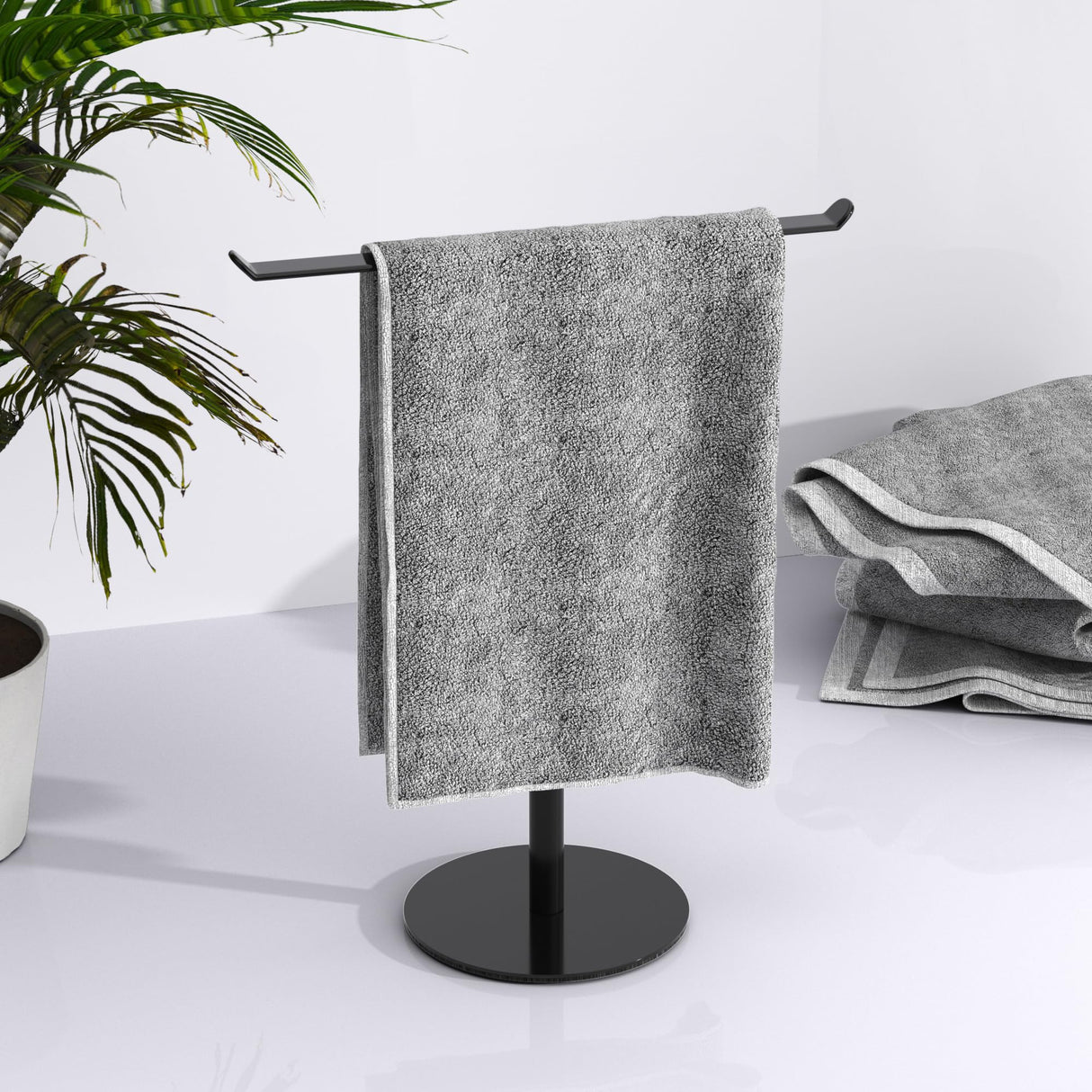 Towel Rack T-Shape Hand Holder for Bathroom,Headband and Lightweight Bathroom Racks,Kitchen Black Holder,Stainless Steel Waterproof Counter Organizer niffgaff