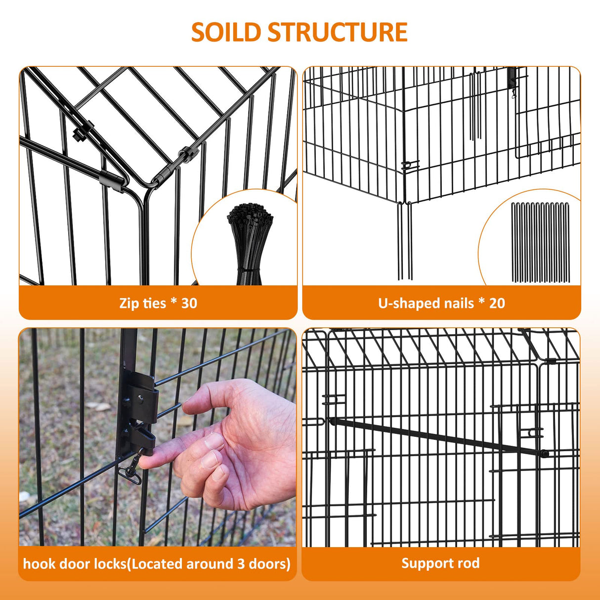 INJOPEXI Metal Chicken Coop 86"×40"×39" Chicken Runs for Yard with Cover Chicken Playpen Enclosure Chicken Pen Kennel Duck CoopCage for Outdoor Backyard Farm Rabbit Small Animal Dog Poultry Cat Hutch INJOPEXI