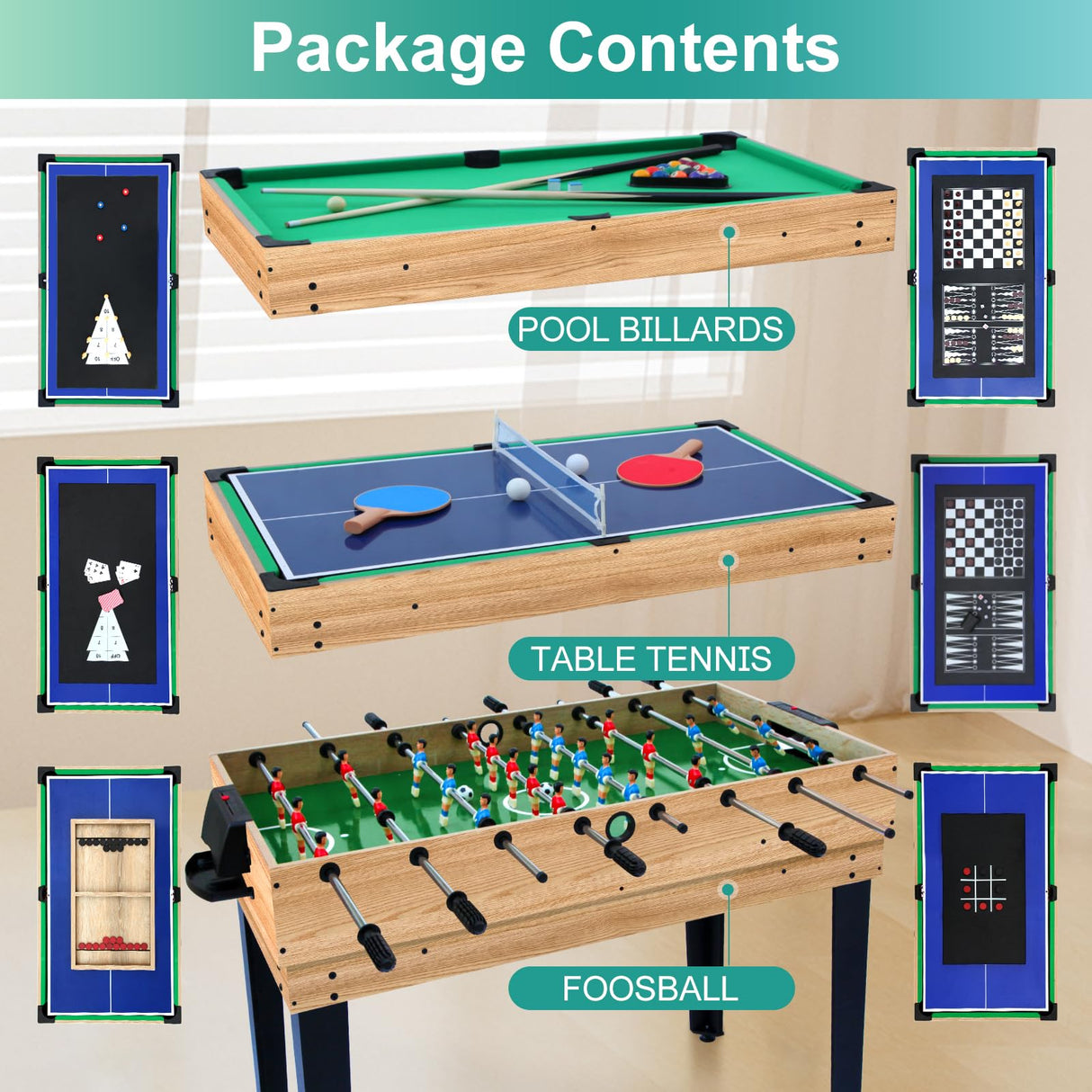 12-in-1 Game Table - 48" Combo Game Table, Ping Pong Table, Foosball Table, Air Hockey Table, Pool Table - Sports Arcade Games with Accessories - Ideal for Game Rooms and Family Game Nights! Rioloiuy