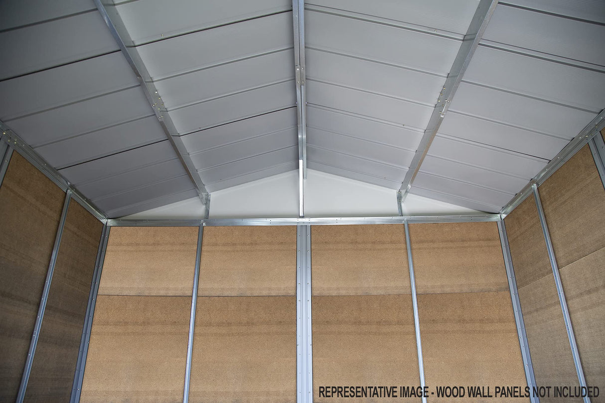 Arrow 10' x 8' Ironwood Galvanized Steel and Wood Panel Hybrid Outdoor Shed Kit, Anthracite Arrow