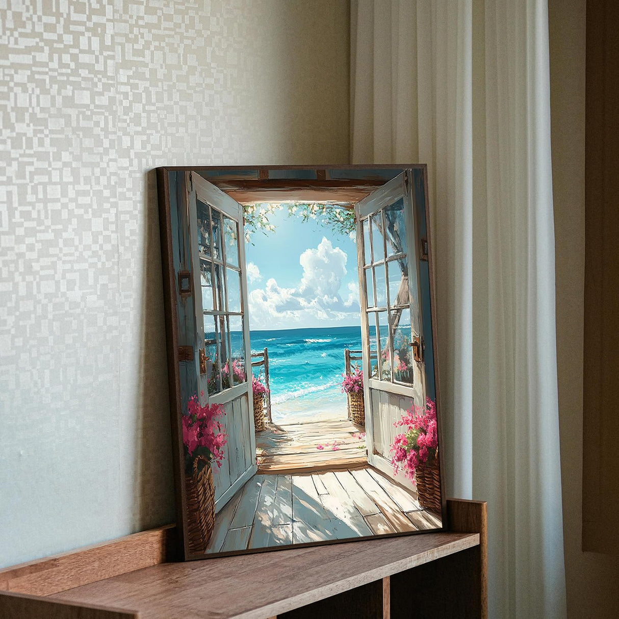 DIY Scenery Paint by Numbers Kit for Adults with Framed Canvas,Landscape Beach Digital Oil Painting Kit for Beginners,Acrylic Paint by Number Kits with Wooden Easel for Holiday Gifts 12X16 Inch. MIRCVSH