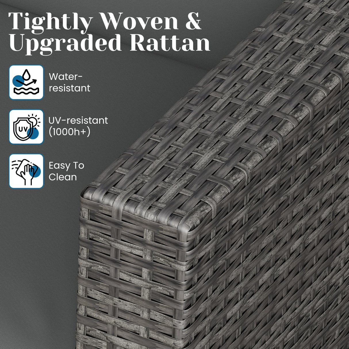 5 Pieces Outdoor Patio Furniture Set, Patio Sectional Furniture Set, All-Weather Wicker Rattan Patio Conversation Set with Washable Thick Cushions and Coffee Table, Outdoor Patio Sofa Couch Set, Grey May in Color