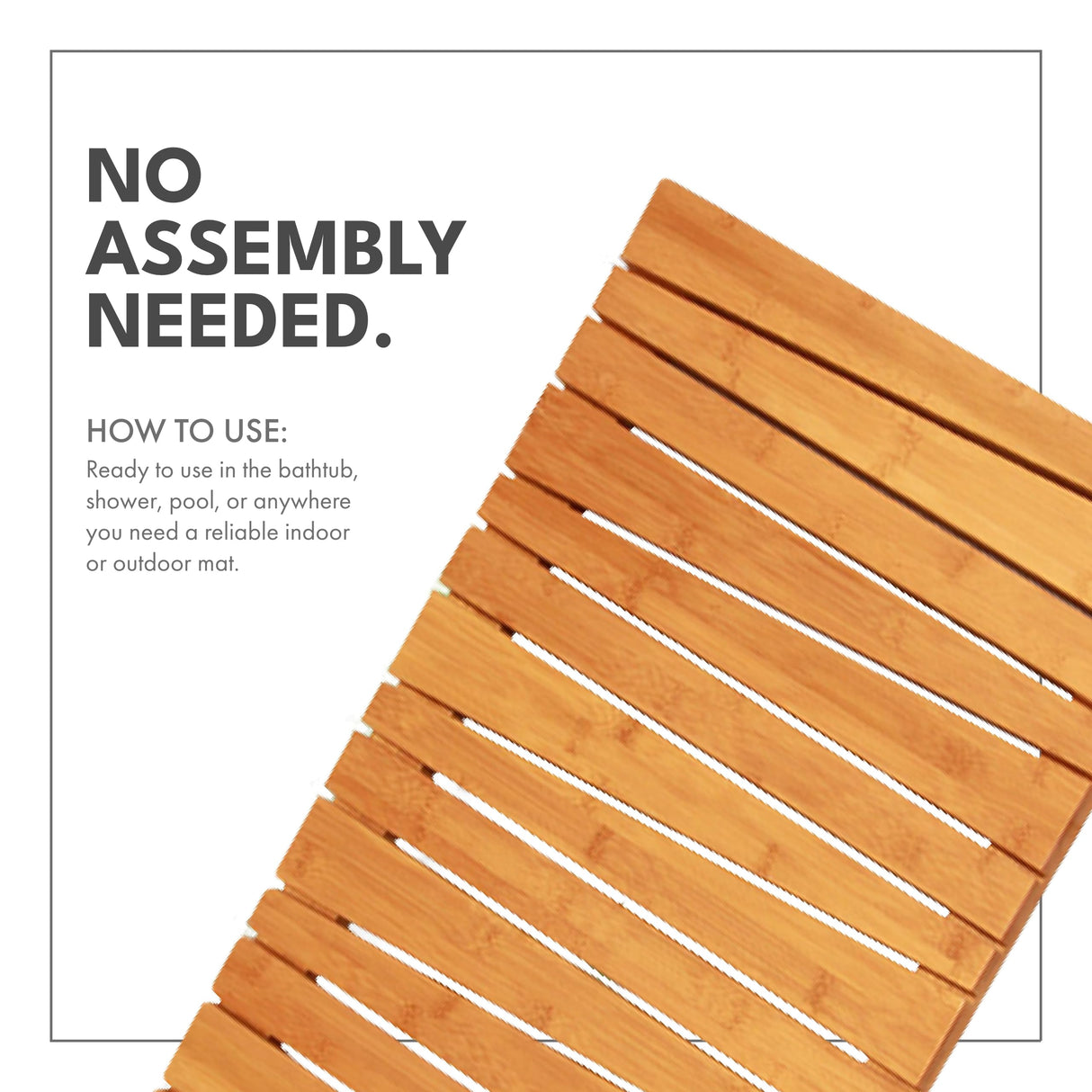 ToiletTree Products Bamboo Deluxe Shower Floor and Bath Mat - Wooden Bath Mat for The Bath, Shower, Pool, and More - Durable, Slip-Resistant Bamboo Shower Mat - 25.3" L x 15.7" W x 1.3" H ToiletTree Products