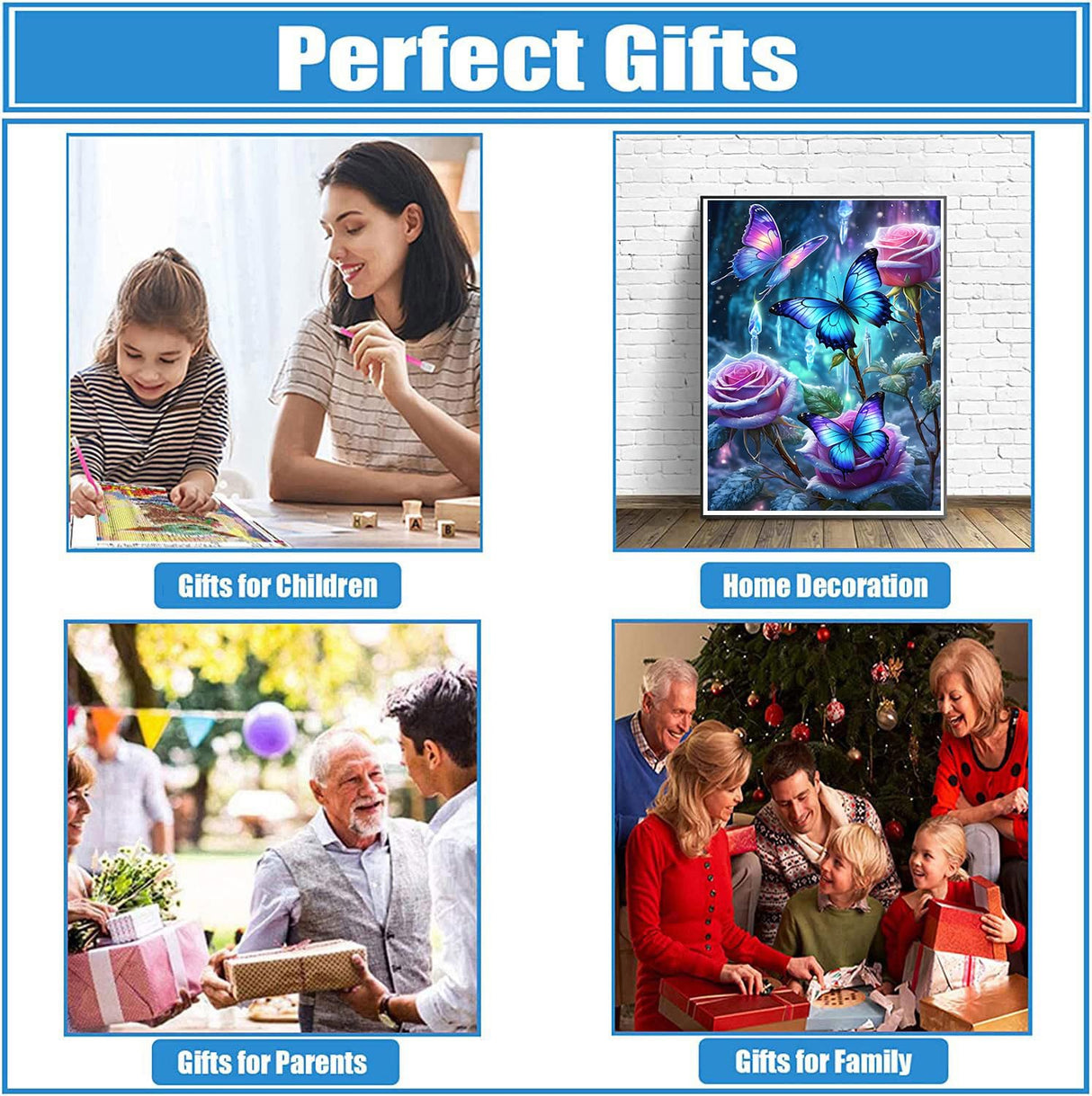 DPHERO Butterfly Diamond Painting Kits for Beginners Adults,5D DIY Roses Diamond Art Kits,Round Full Drill Fantasy Diamond Painting Art,DIY Painting by Numbers Diamond Art Painting 12x16 inch DPHERO