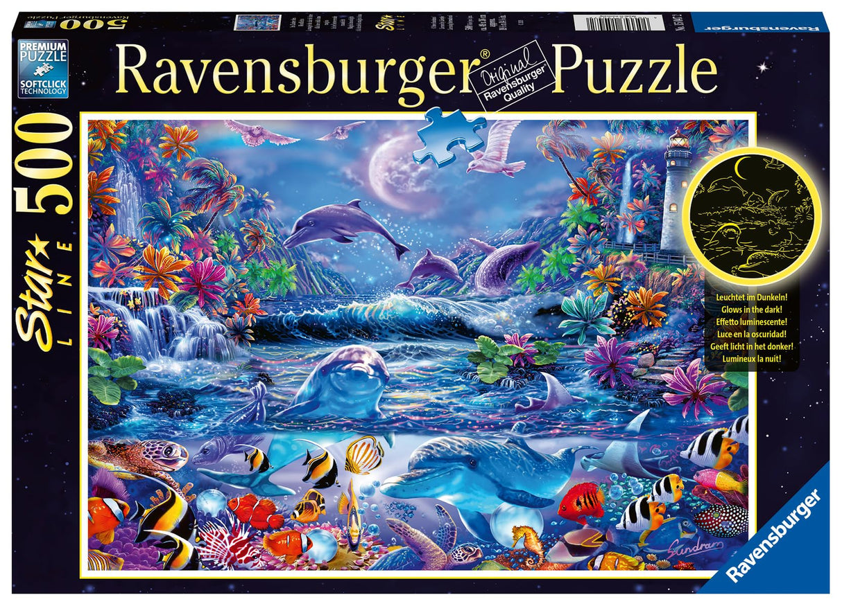 Ravensburger Moonlit Magic Puzzle - 500 Piece Glow in The Dark Jigsaw | Unique Piece Design | Anti-Glare Surface for Adults | FSC-Certified Materials Ravensburger